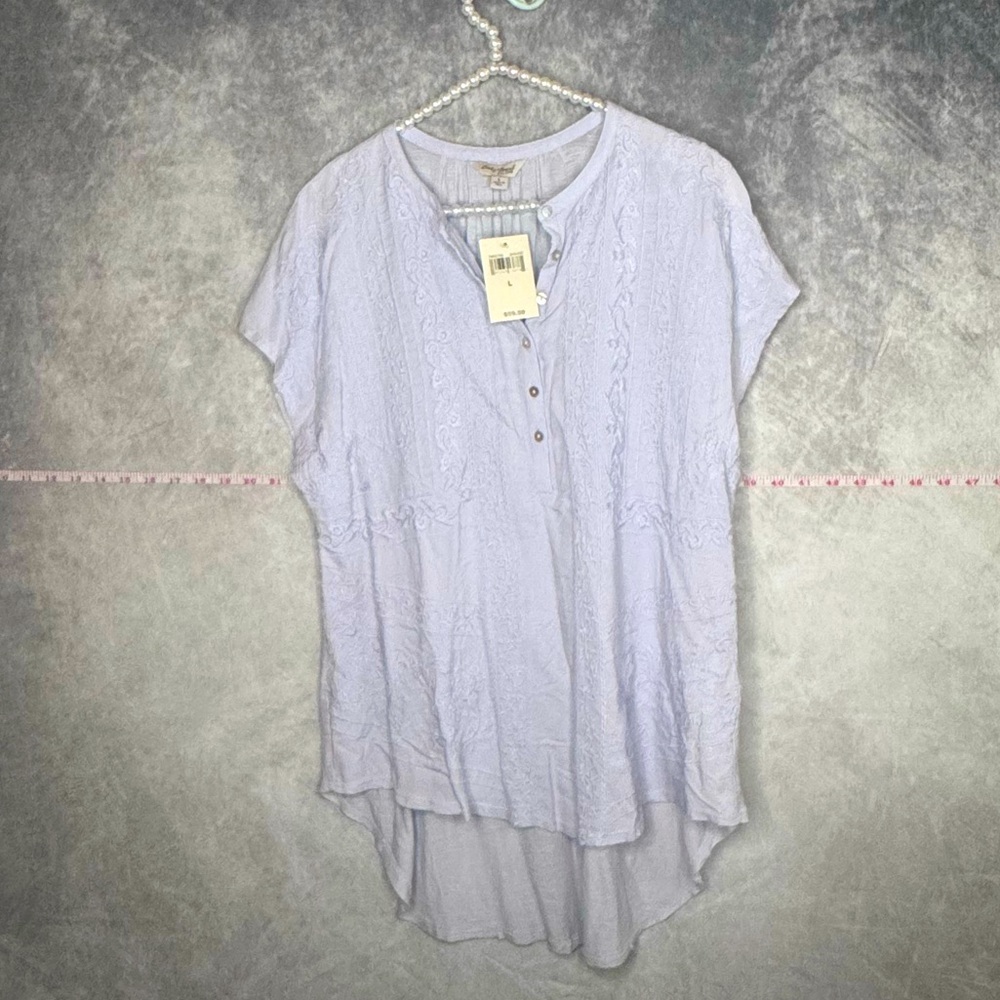 Lucky Brand Embroidered Top Light Blue Large